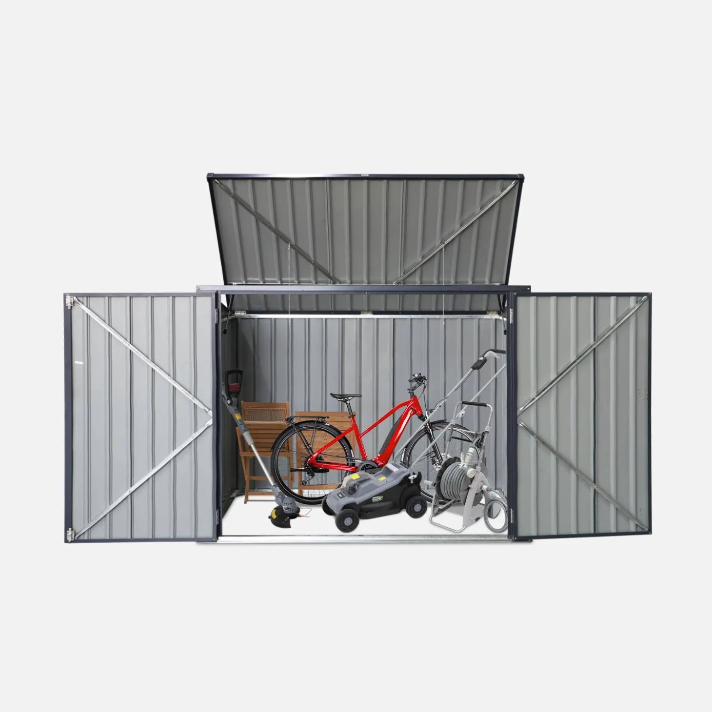 Contenedor de basura doble de acero galvanizado con 1,75m²