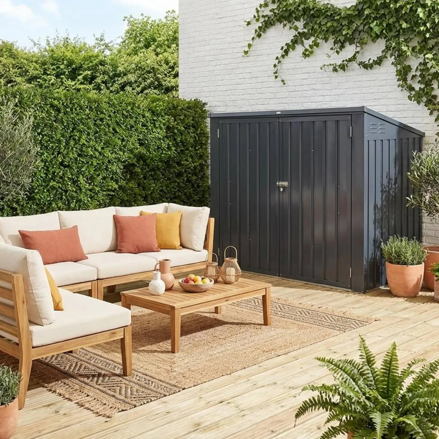 Contenedor de basura doble de acero galvanizado con 1,75m²