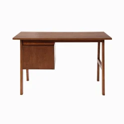 Escritorio de madera de hevea y chapa de roble, 2 cajones