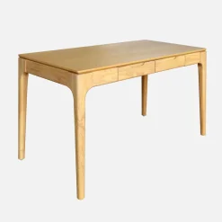 Escritorio de madera de hévea con chapa de fresno y 2 cajones