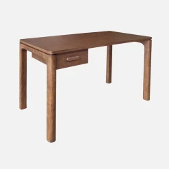 Escritorio de madera de hevea con chapa de roble, 1 cajón