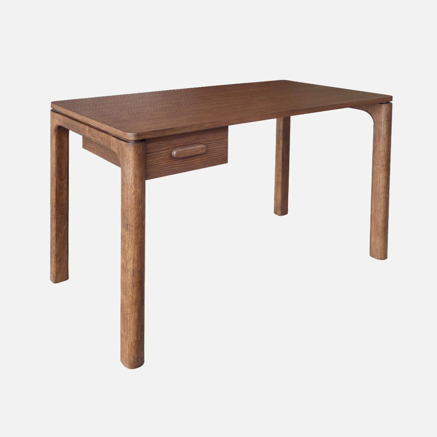 Escritorio de madera de hevea con chapa de roble, 1 cajón
