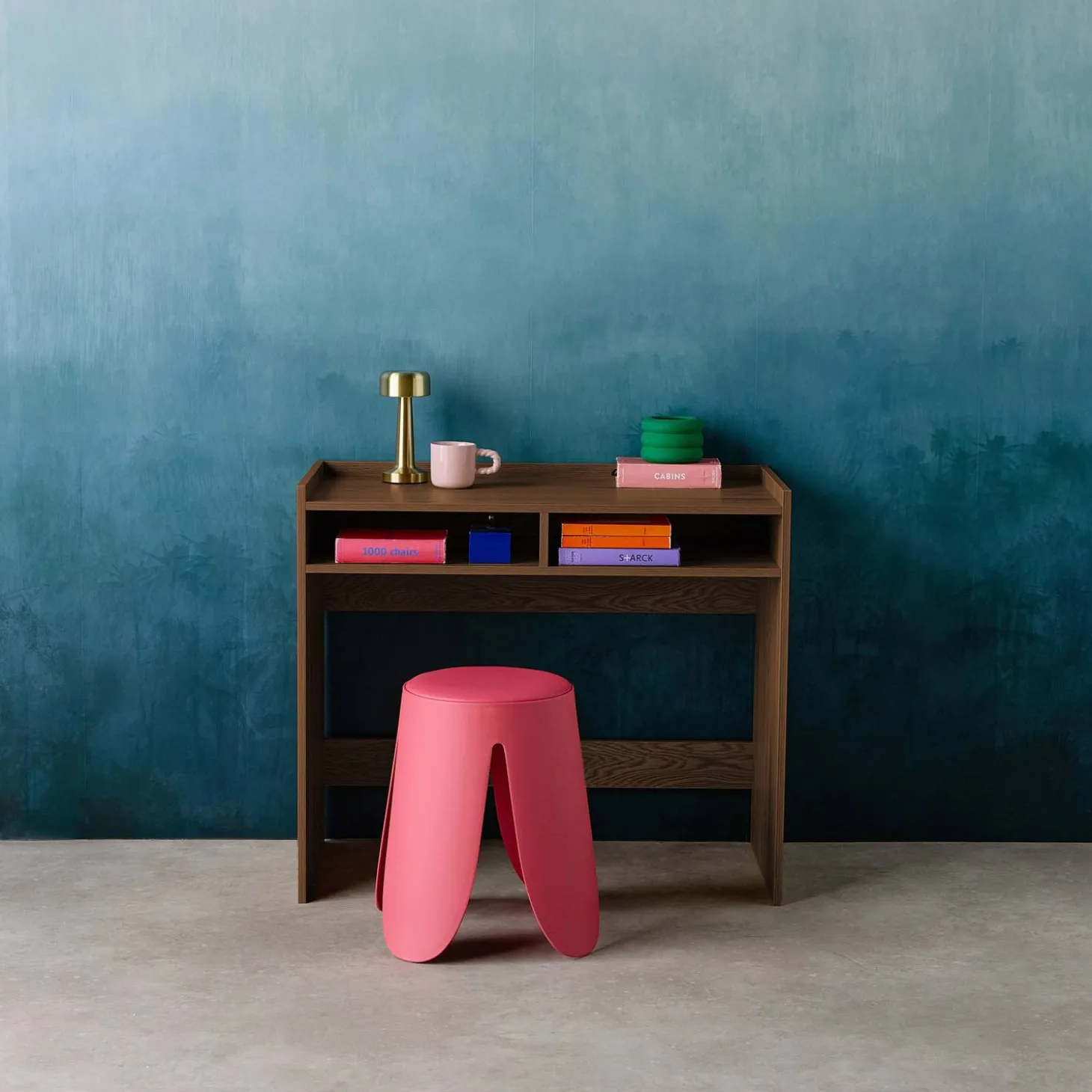 Escritorio decorativo de madera con 2 compartimentos