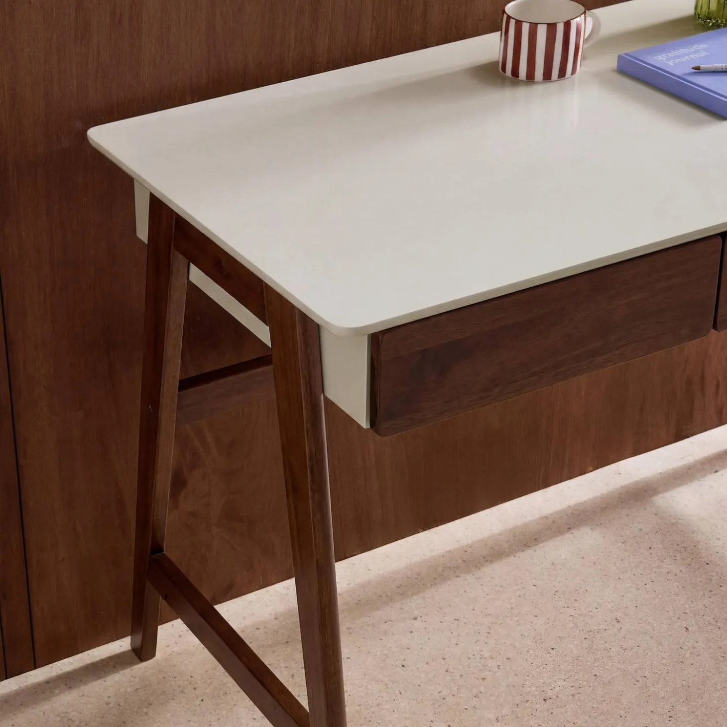 Escritorio decorativo de madera con 2 cajones, 120cm