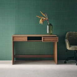 Escritorio efecto madera con 2 cajones, 120cm