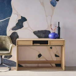 Escritorio efecto madera con 2 cajones, 120cm