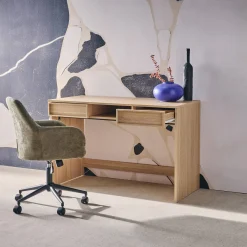 Escritorio efecto madera con 2 cajones, 120cm