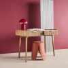 Escritorio efecto madera de mango ranurado, 2 cajones