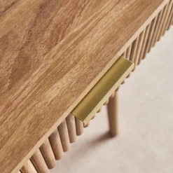 Escritorio efecto madera de mango ranurado, 2 cajones