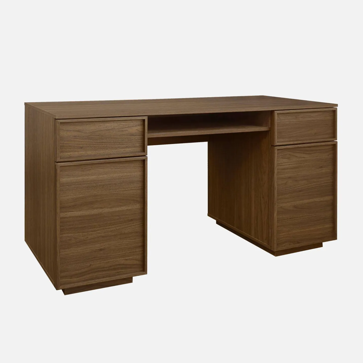 Escritorio efecto madera con 2 puertas y 2 cajones, 140cm