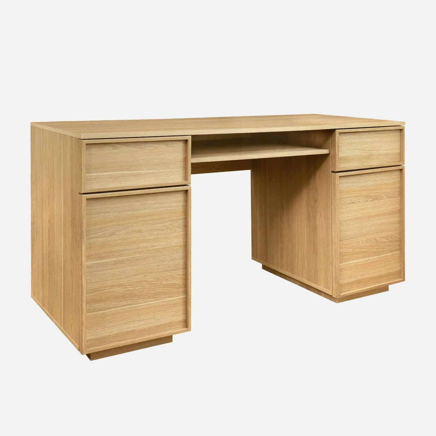 Escritorio efecto madera con 2 puertas y 2 cajones, 140cm
