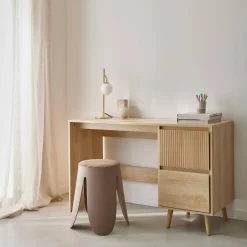 Escritorio escandinavo decoración madera 2 cajones
