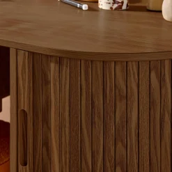 Escritorio ovalado efecto madera con dos espacios de almacenamiento, L 120cm