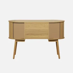 Escritorio ovalado efecto madera con dos espacios de almacenamiento, L 120cm