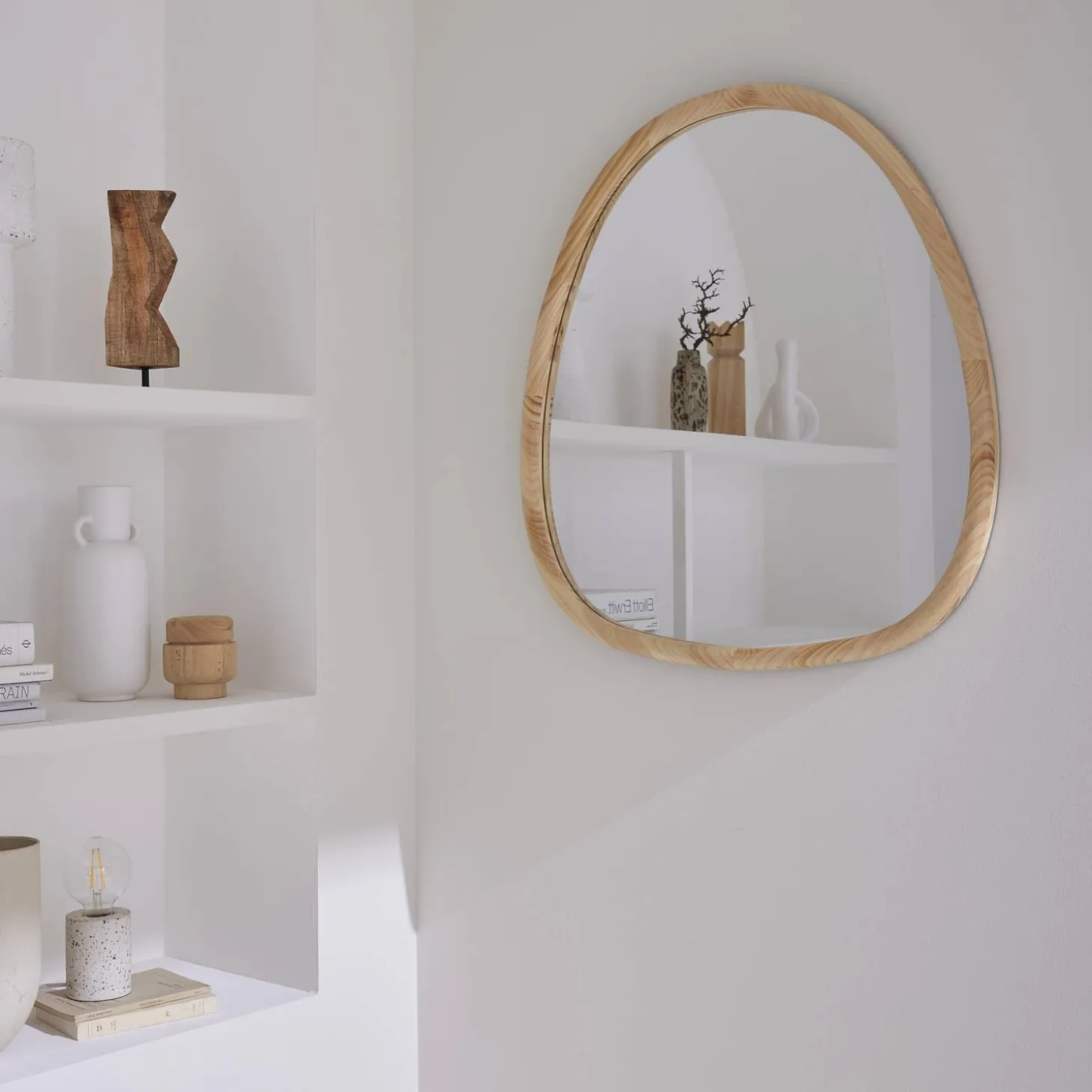 Espejo de madera de abeto decorativo de pared, 75cm