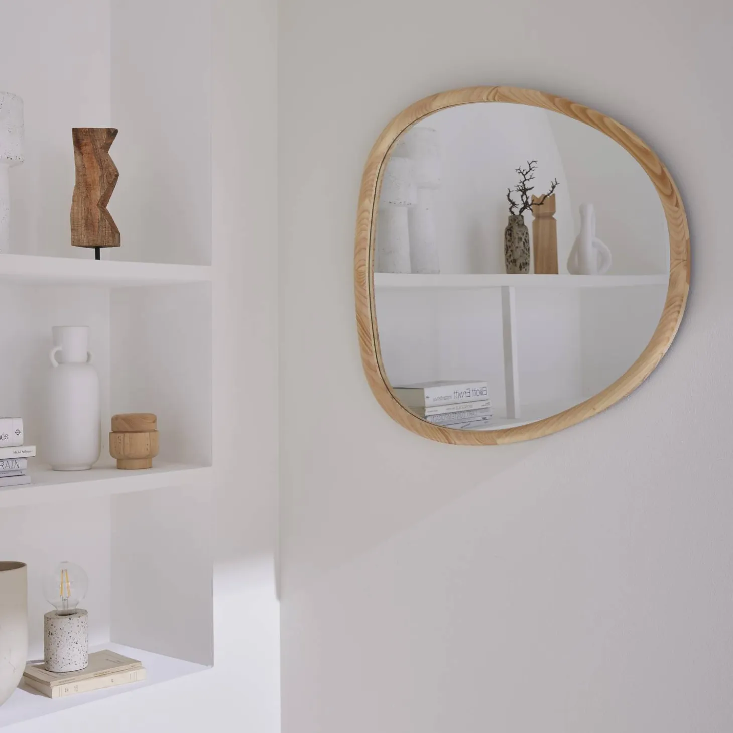 Espejo de madera de abeto decorativo de pared, 75cm