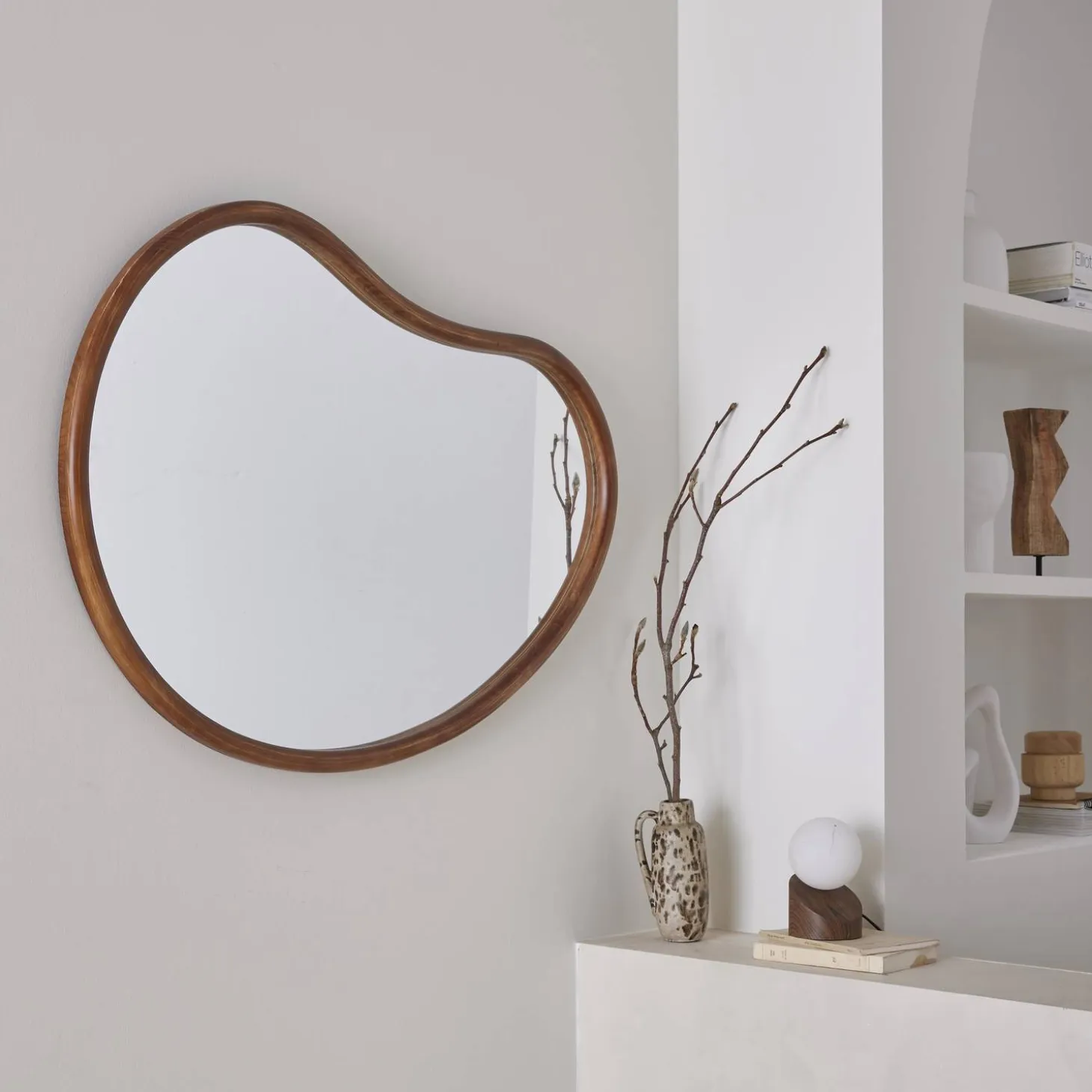 Espejo de madera de abeto decorativo de pared, 95cm