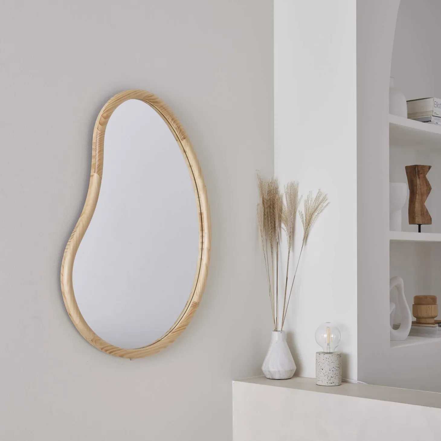 Espejo de madera de abeto decorativo de pared, 85cm