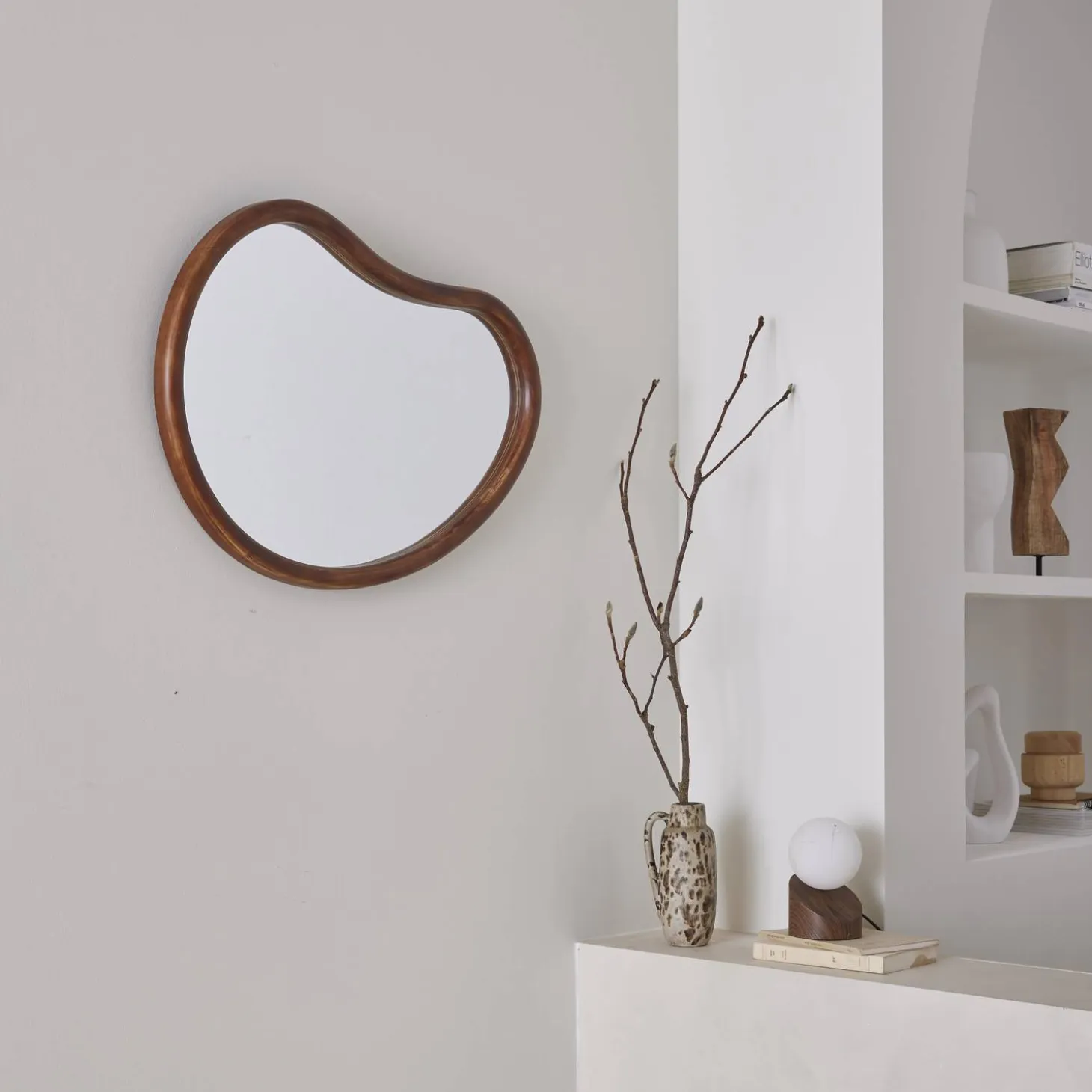 Espejo de madera de abeto decorativo de pared, 65cm