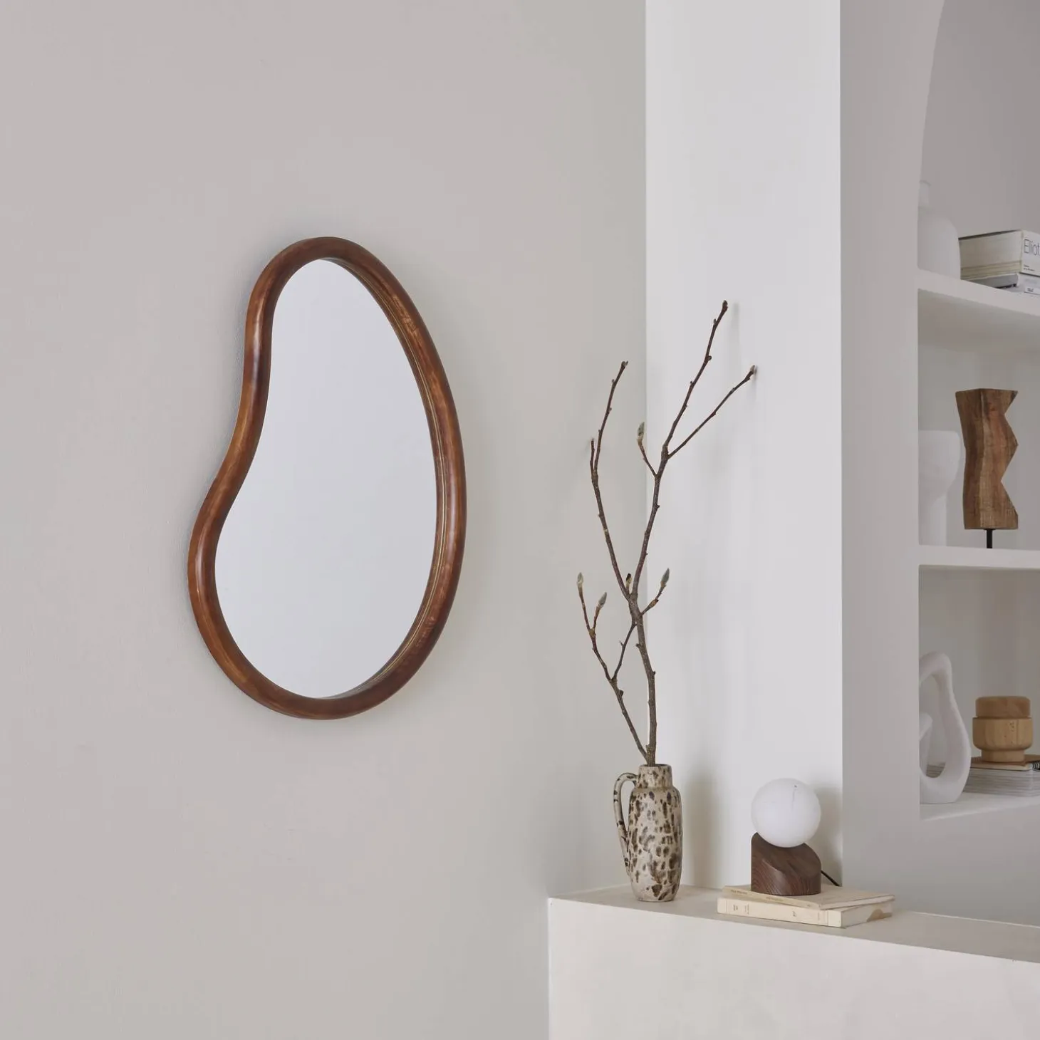 Espejo de madera de abeto decorativo de pared, 65cm