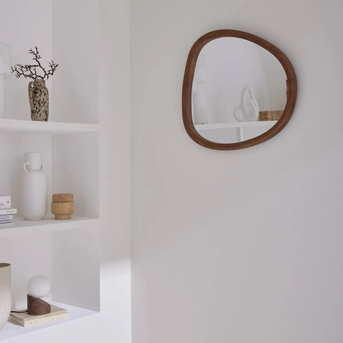 Espejo de madera de abeto decorativo de pared, 55cm