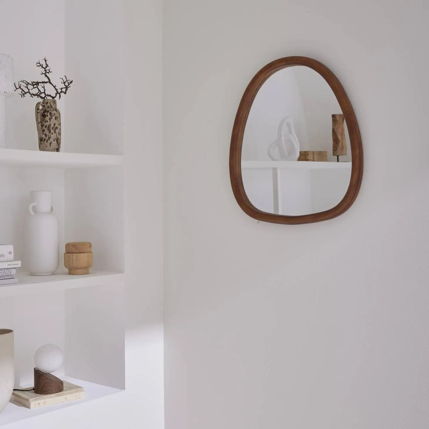 Espejo de madera de abeto decorativo de pared, 55cm