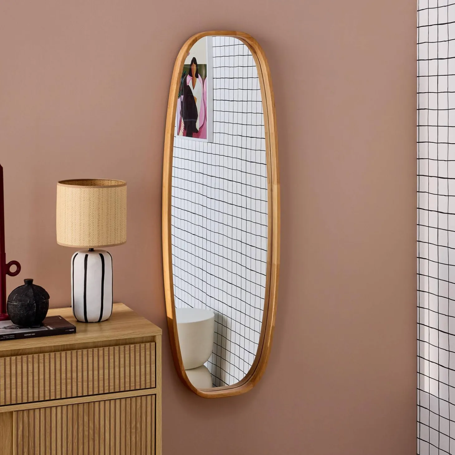 Espejo rectangular de madera decorativo de pared