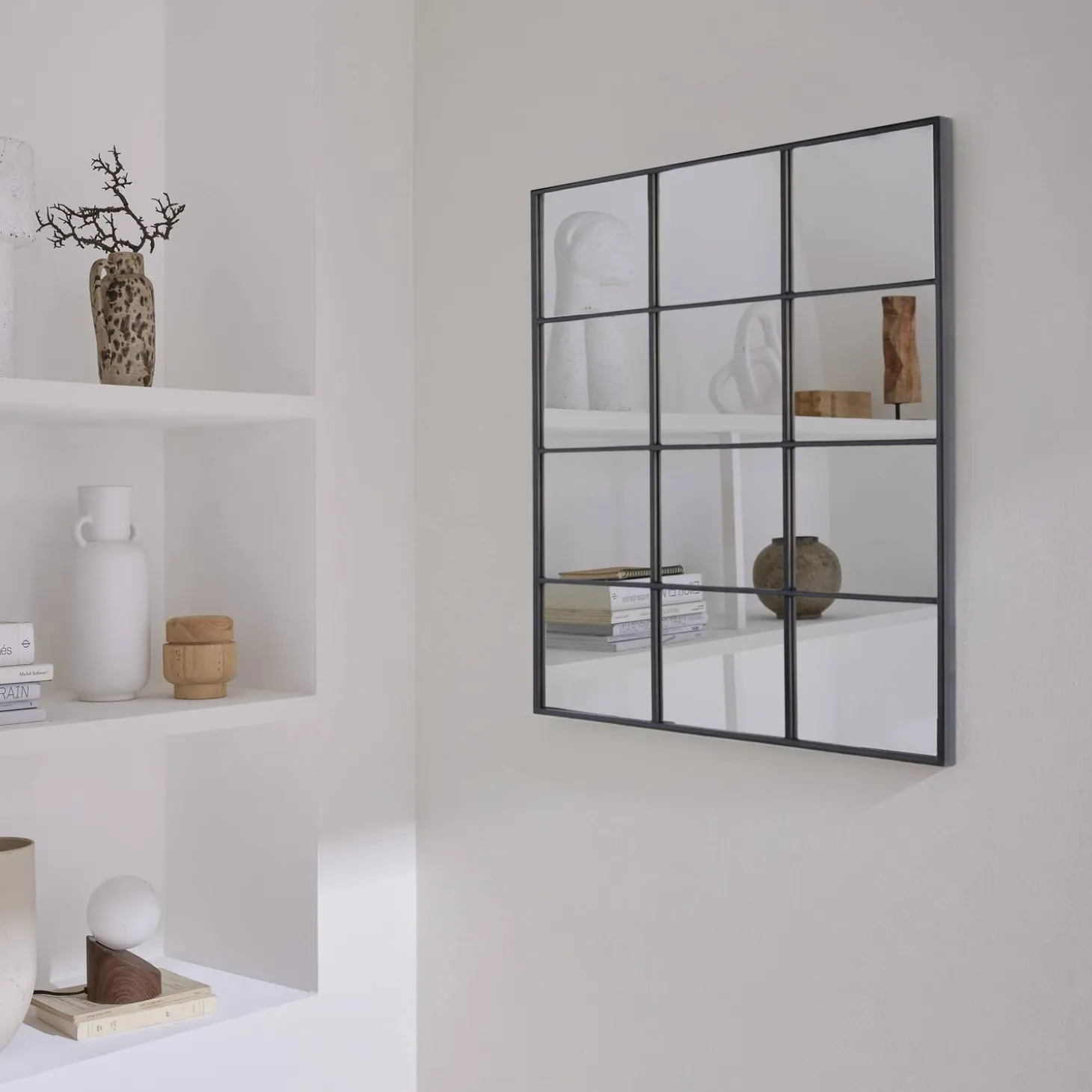 Espejo rectangular industrial en acero decorativo de pared