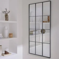 Espejo rectangular industrial en acero decorativo de pared