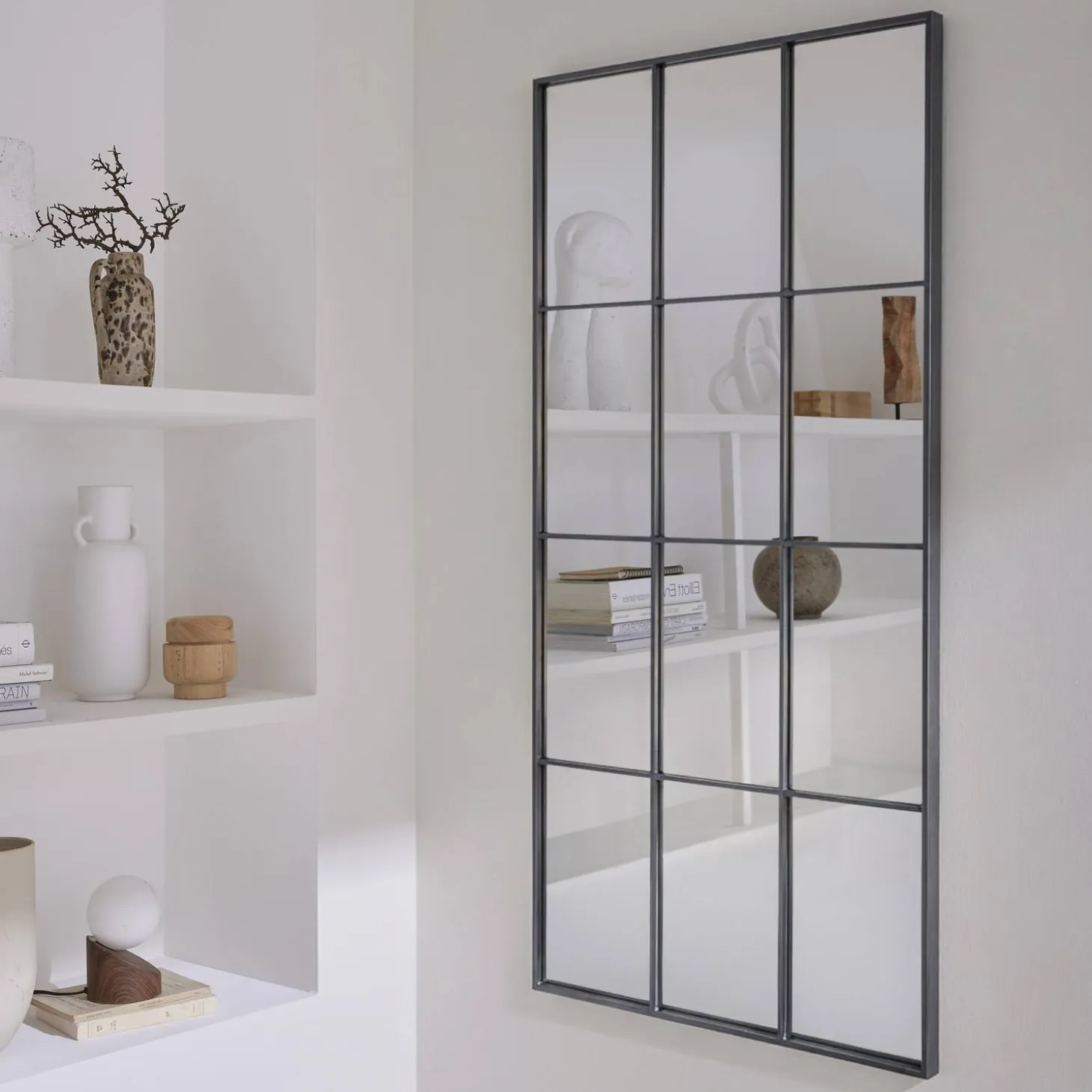 Espejo rectangular industrial en acero decorativo de pared