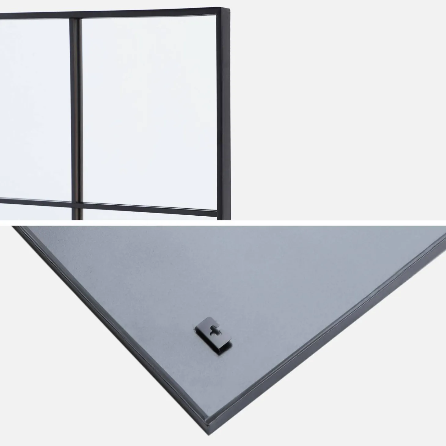 Espejo rectangular industrial en acero decorativo de pared