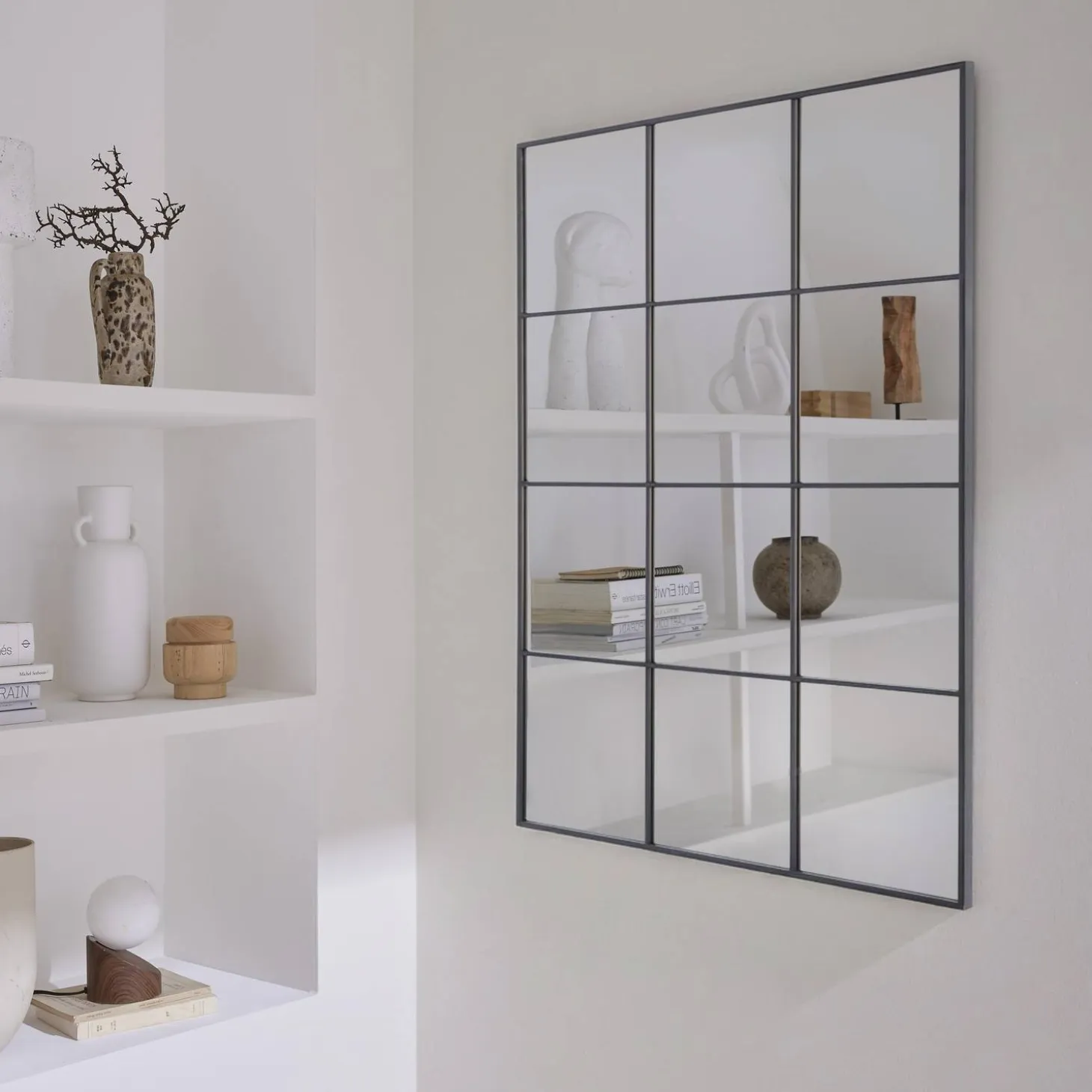 Espejo rectangular industrial en acero decorativo de pared