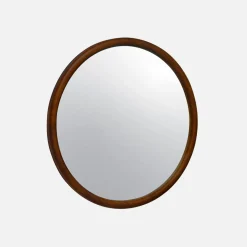 Espejo redondo de madera de pino decorativo de pared, 60cm