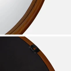 Espejo redondo de madera de pino decorativo de pared, 60cm