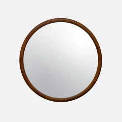 Espejo redondo de madera de pino decorativo de pared, 60cm