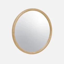 Espejo redondo de madera de pino decorativo de pared, 60cm