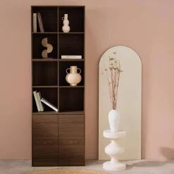Estante, biblioteca modular con 2 puertas y 8 nichos