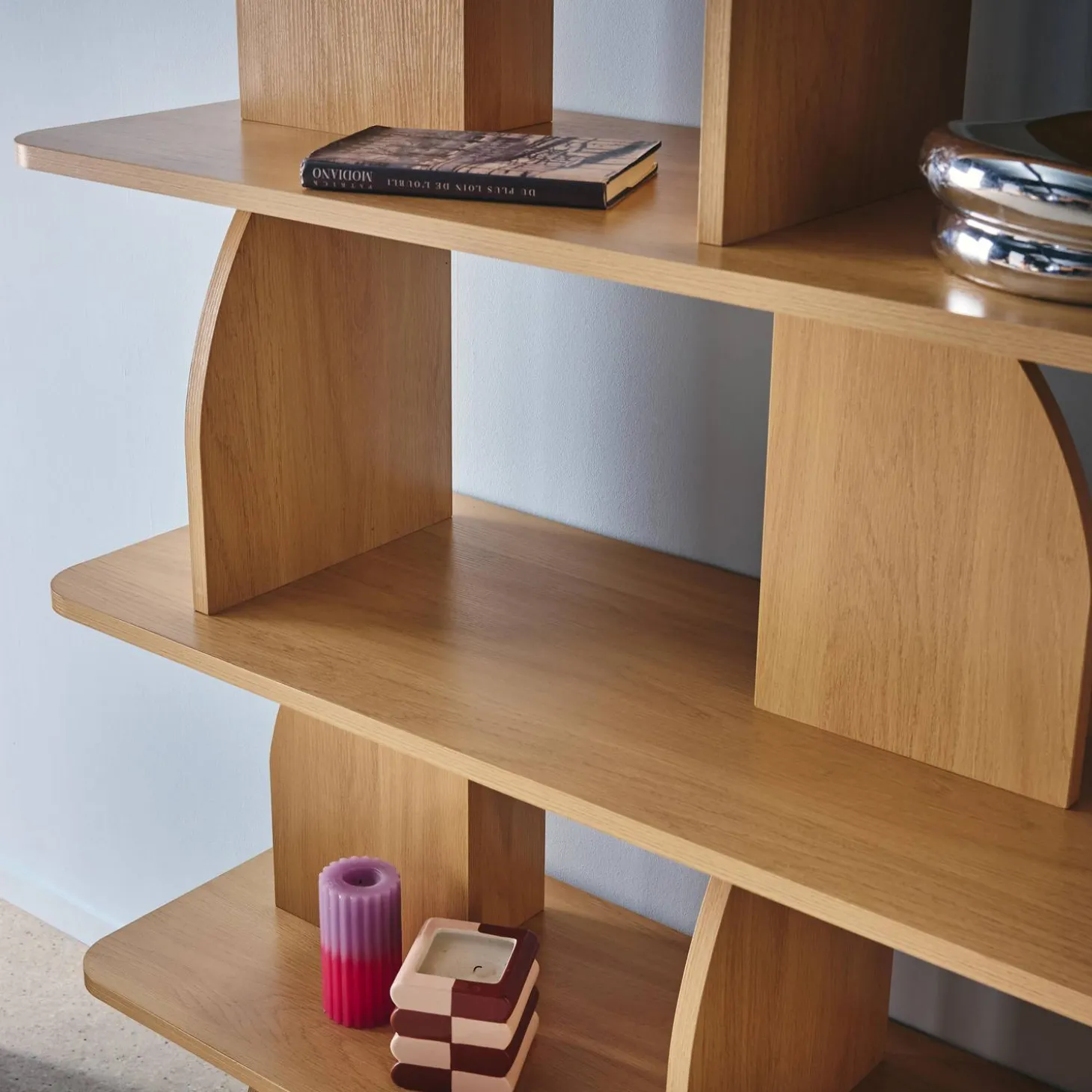 Estantería, biblioteca con decoración estilo madera, 5 niveles