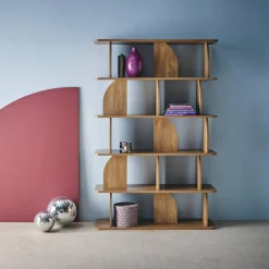 Estantería, biblioteca con decoración estilo madera, 5 niveles