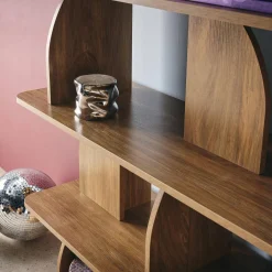 Estantería, biblioteca con decoración estilo madera, 5 niveles