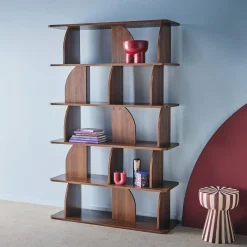 Estantería, biblioteca con decoración estilo madera, 5 niveles