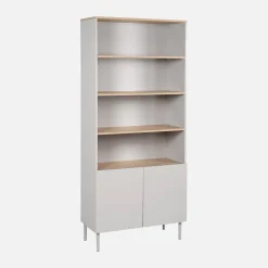 Estantería, biblioteca de metal y decoración de madera de 6 niveles