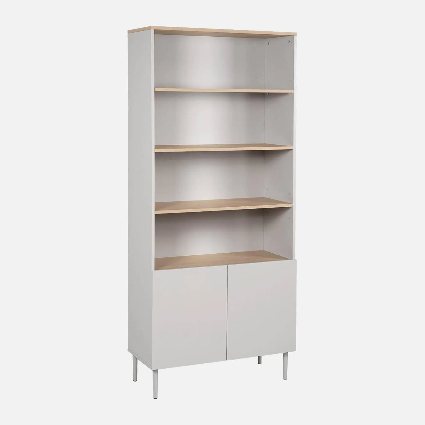 Estantería, biblioteca de metal y decoración de madera de 6 niveles