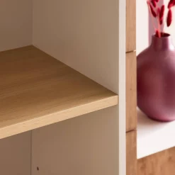 Estantería, biblioteca de metal y decoración de madera de 6 niveles