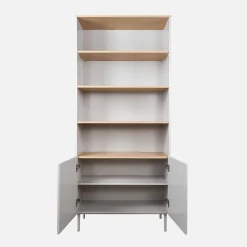 Estantería, biblioteca de metal y decoración de madera de 6 niveles