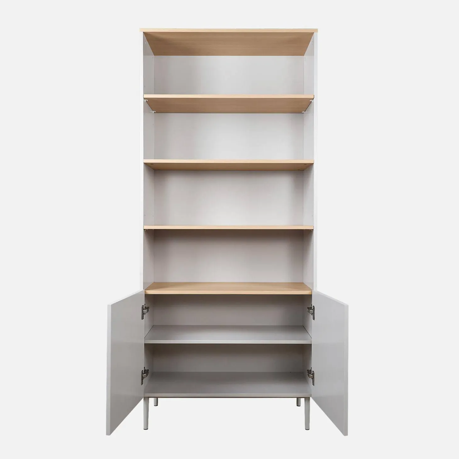 Estantería, biblioteca de metal y decoración de madera de 6 niveles