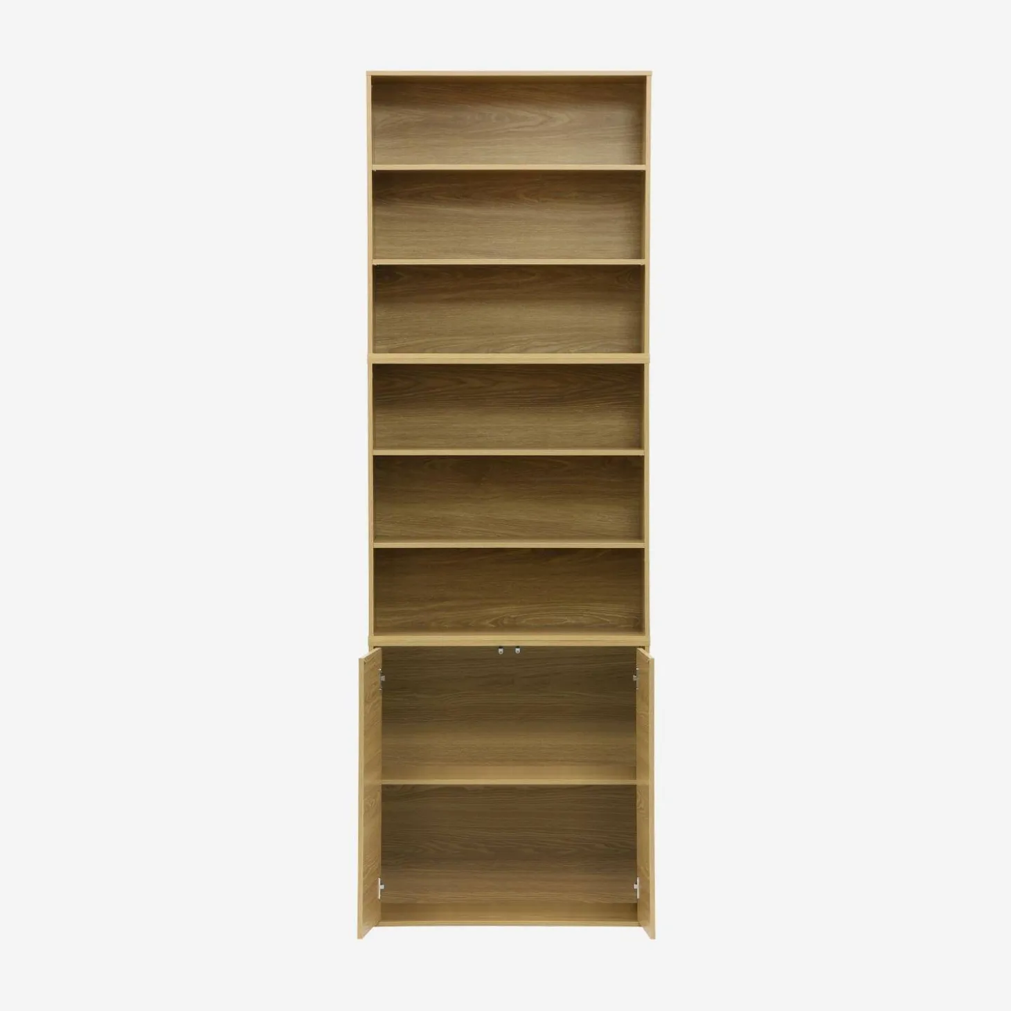 Estantería, biblioteca modular con 3 elementos, 2 puertas y 6 estantes