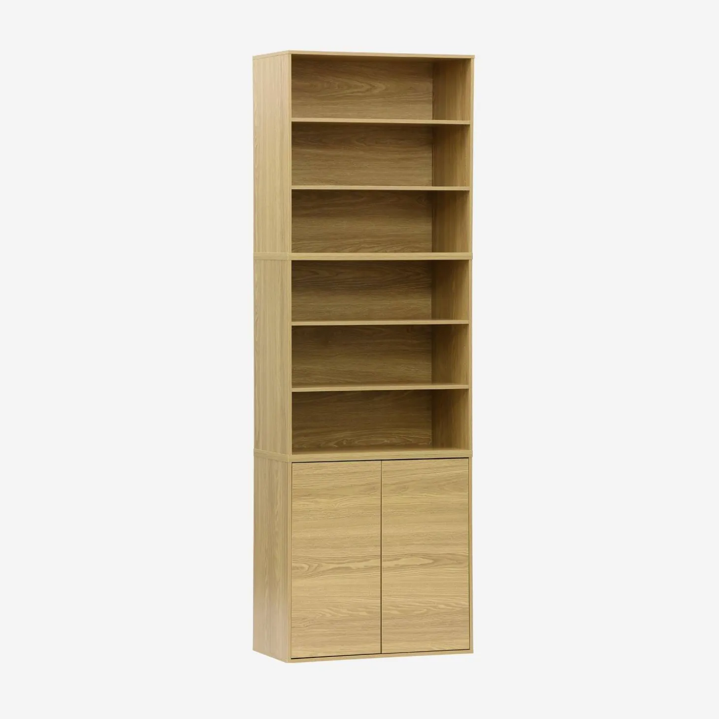 Estantería, biblioteca modular con 3 elementos, 2 puertas y 6 estantes