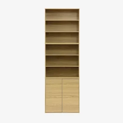 Estantería, biblioteca modular con 3 elementos, 2 puertas y 6 estantes