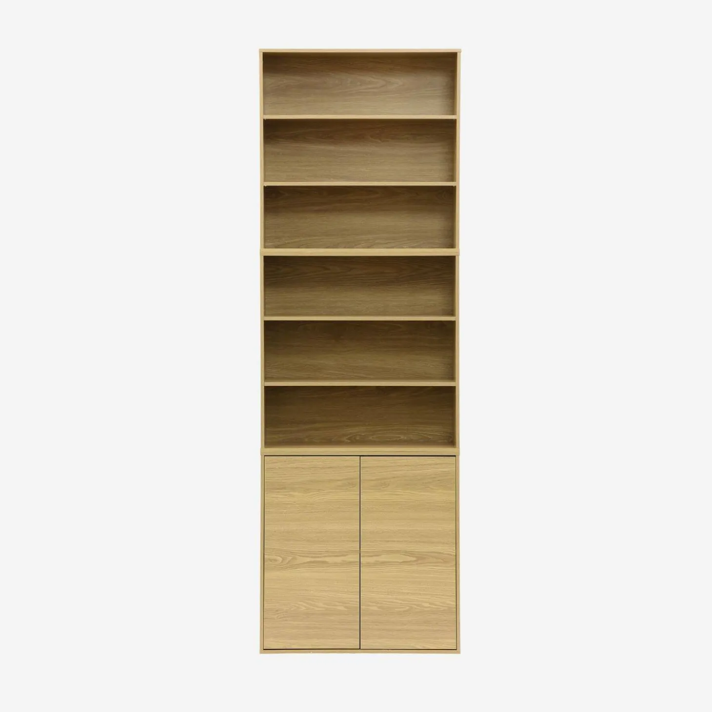 Estantería, biblioteca modular con 3 elementos, 2 puertas y 6 estantes